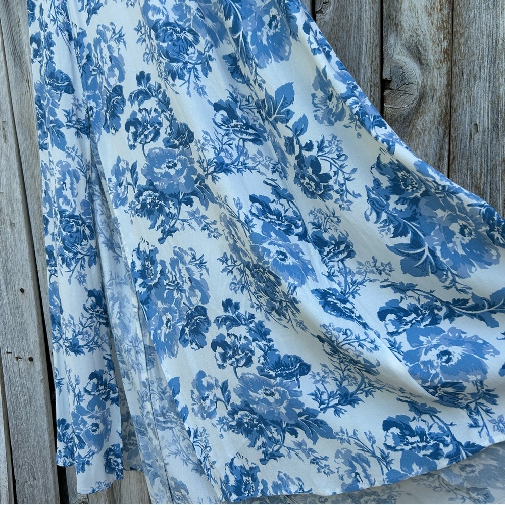 Reformation Gavin Midi Dress Olympia Floral Blue White 12 - Picture 9 of 16